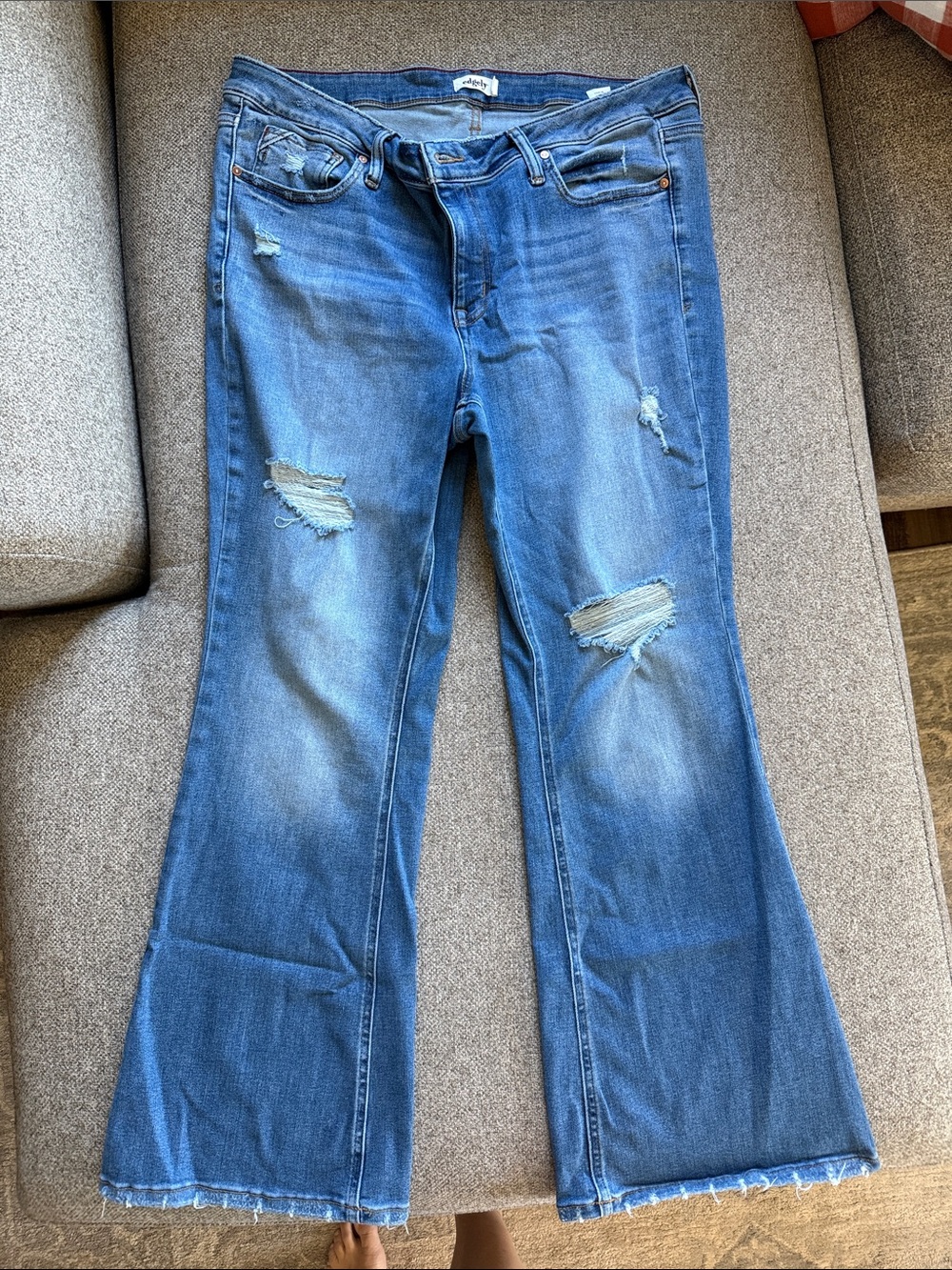 edge Blue Distressed Flare Jeans